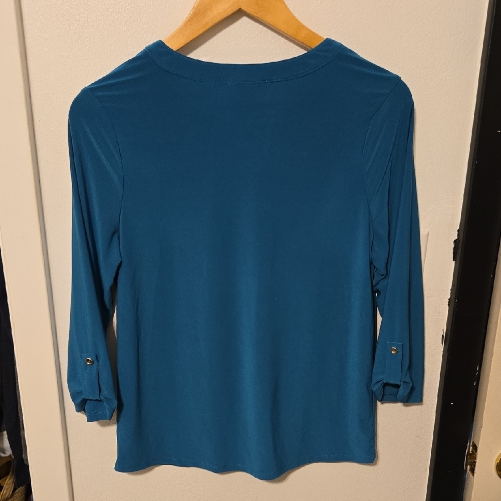 Teal Button-Up Women's Top - Picture 6 of 6